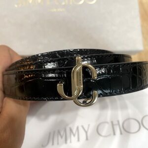 Jimmy Choo Black Croc-Embossed Belt